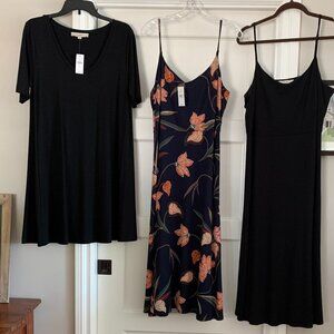 Lot of 3 Women's LOFT dresses (size M and size 14), 2 new with tags